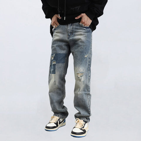 Men's Y2K Ripped Torn Loose Fit Jeans