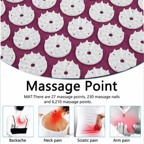 3-Piece Set Yoga Mat Fitness Mat Acupressure Mat Massage Stress Relief Back Body Pain Spike Cushion Yoga Acupuncture Mat